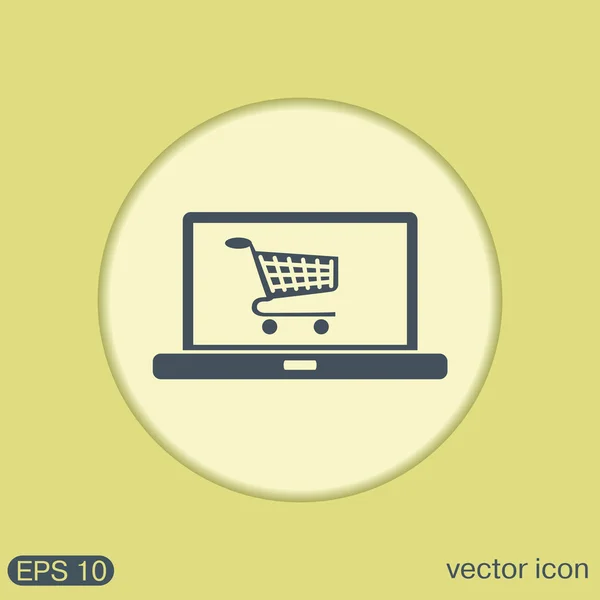 Laptop with symbol shopping cart — Stock Vector