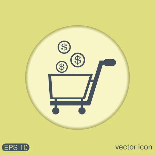 Shopping cart with money — Stock Vector