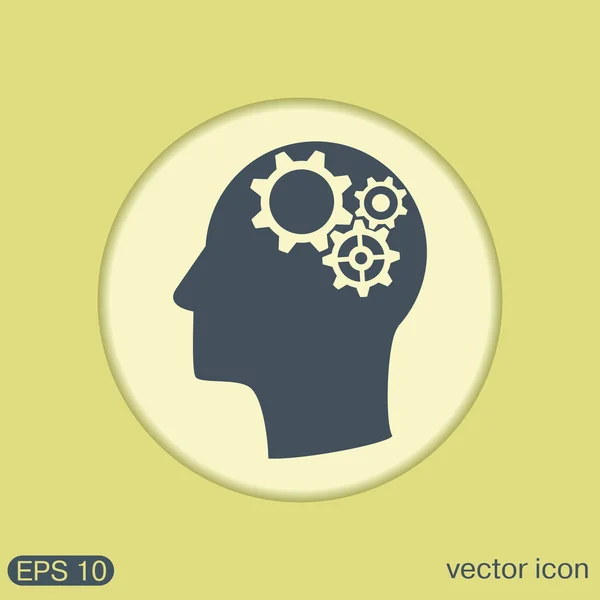 Man and his mind about  symbol settings. cogwheel, icon setting and repair — Stock Vector