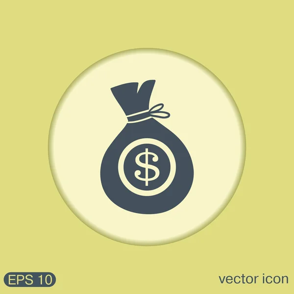 Zak met geld pictogram — Stockvector