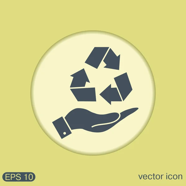 Hand houden recycle symbool — Stockvector