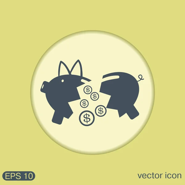 Broken piggy Bank icon — Stock Vector