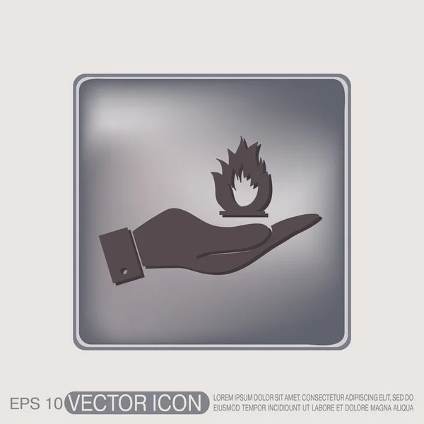 Hand holding a fire sign — Stock Vector