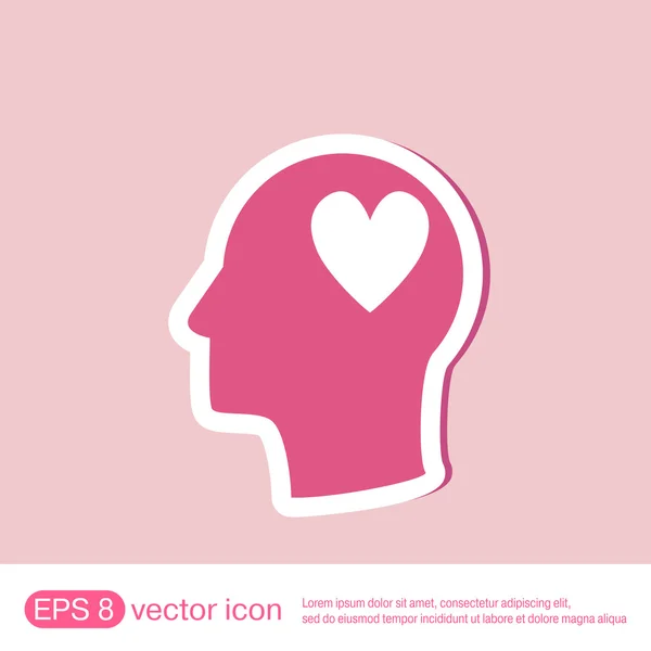 Man and his mind about  heart symbol — Stock Vector