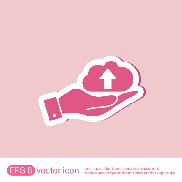 Hand holding a cloud upload. — Stockvector