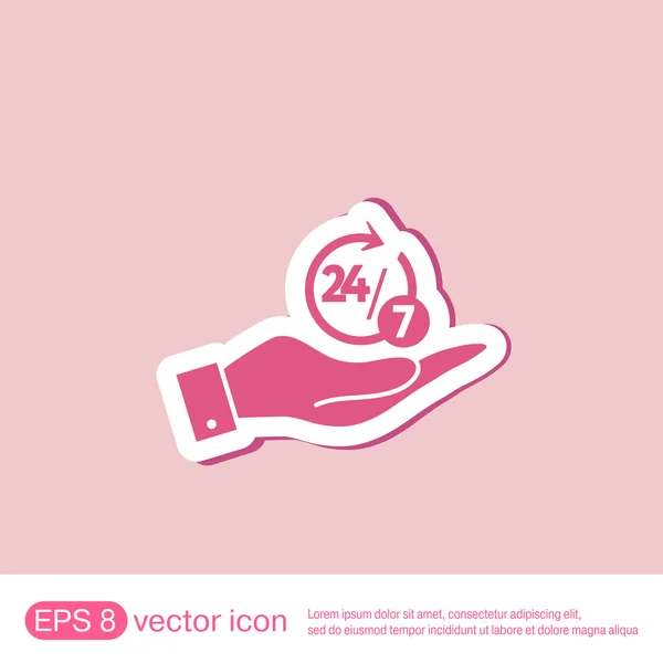 Hand holding a character 24 7 — Stock Vector