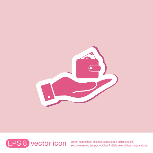 Hand holding a purse sign. — Stock Vector