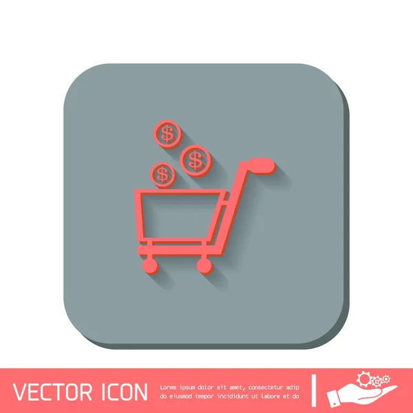 Shopping cart with money — Stock Vector