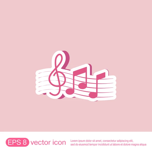 Notas musicales y clave de agudos — Vector de stock