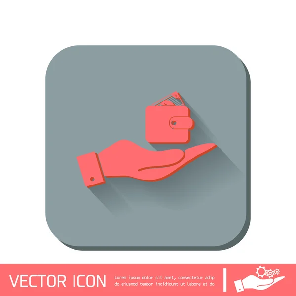 Señal de mano con cartera . — Vector de stock