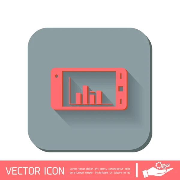 Smartphone with diagram icon — Stock Vector