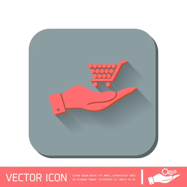 Main tenant panier d'achat — Image vectorielle