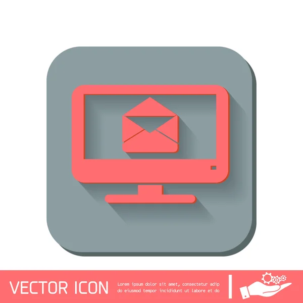 Monitor, letter envelope, mail icon — Stock Vector