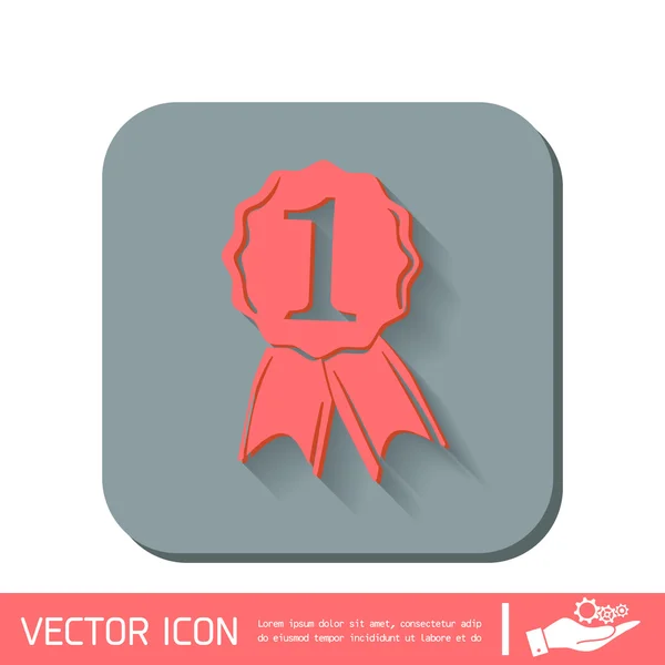 Primer lugar cinta roseta icono . — Vector de stock