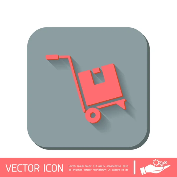 Camión con icono de caja — Vector de stock