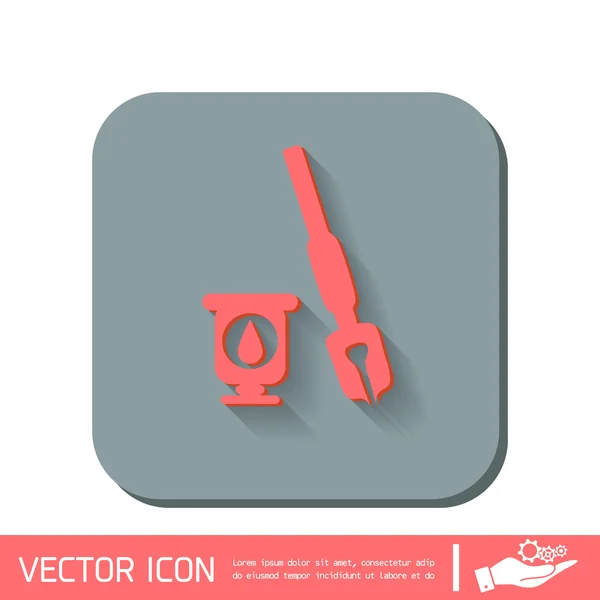 Pluma con icono de tinta — Vector de stock