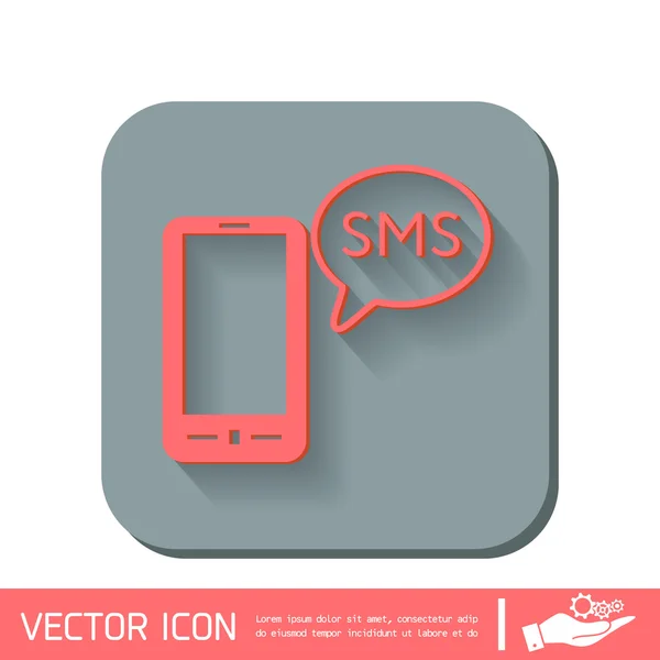 Smartphone with cloud of sms dialogue — Stock Vector