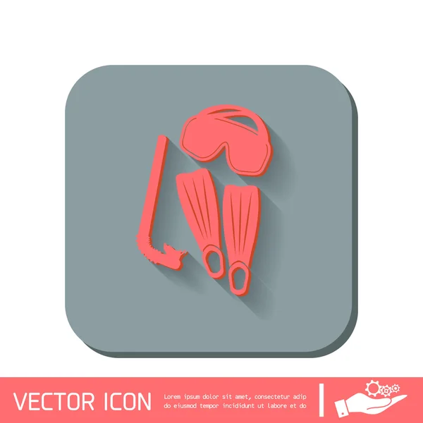 Mascarilla de buceo, aletas y snorkel — Vector de stock