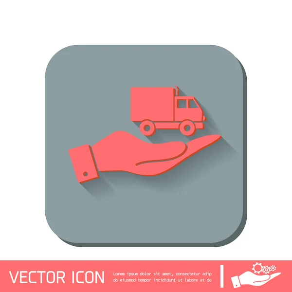 Mano sosteniendo un camión — Vector de stock