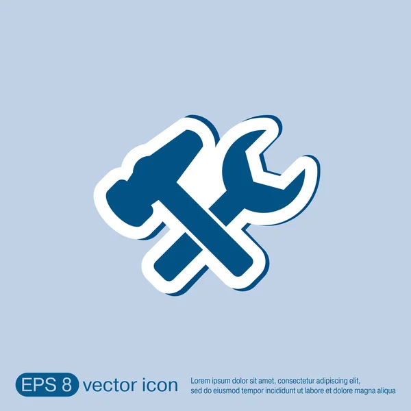 Icono de martillo y llave inglesa — Vector de stock