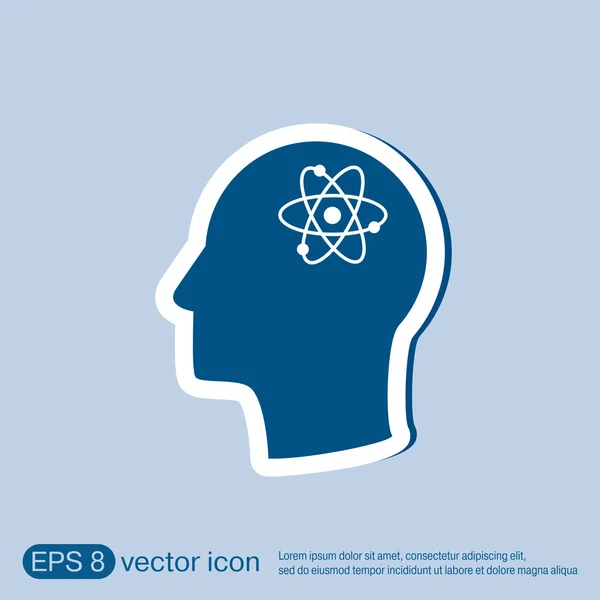 Hombre y su mente sobre el átomo — Vector de stock