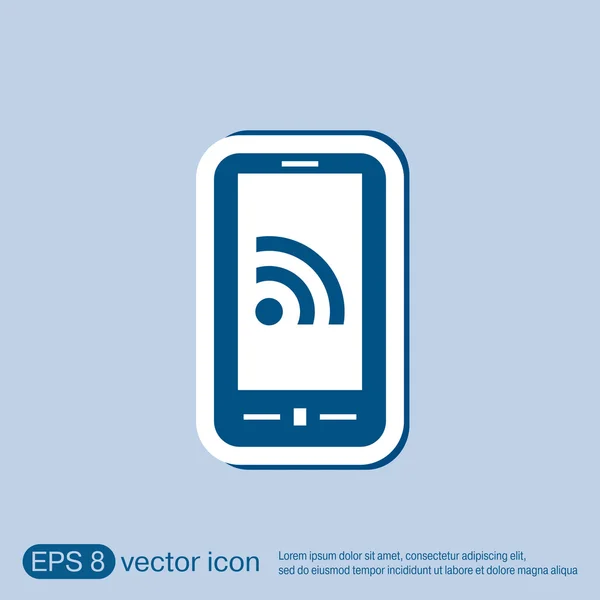 Smartphone with the symbol rss — Stock Vector