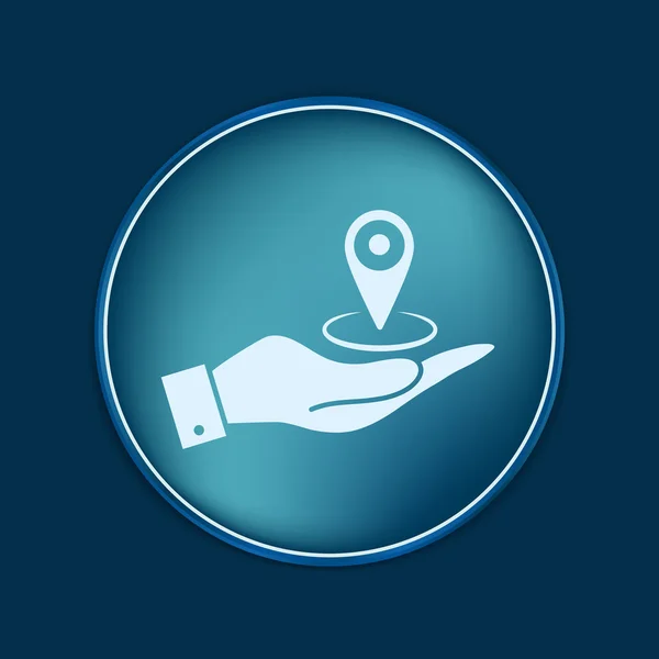 Hand handing a pin location on the map — стоковый вектор