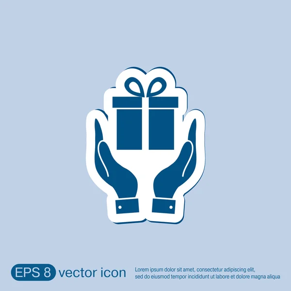Ruka držící krabice vánoční dárek — Stockový vektor