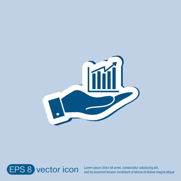 Ruka držící obrázek grafu diagramu — Stockový vektor