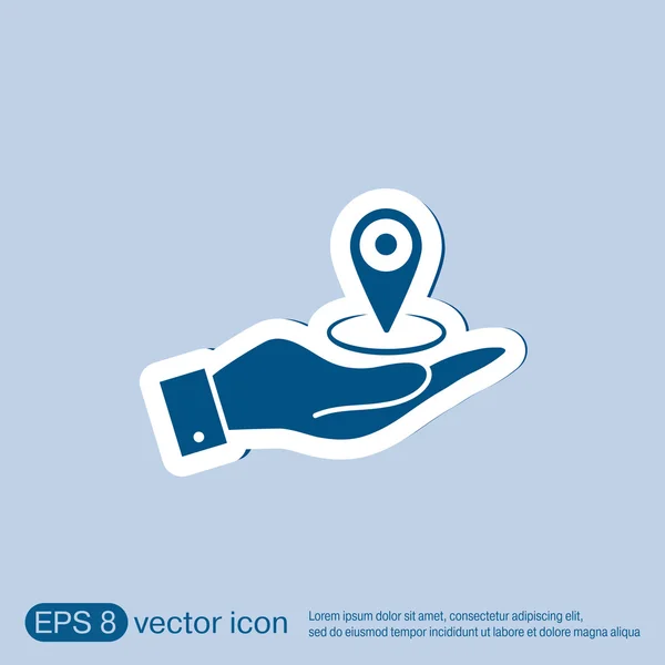 Ręka trzyma lokalizację pin — Wektor stockowy