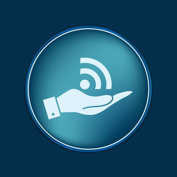 Рука с символом rss
