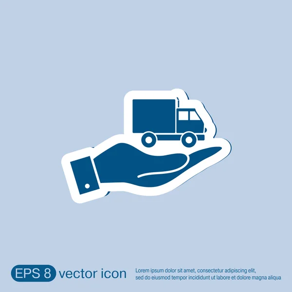 Ruka držící náklaďák — Stockový vektor