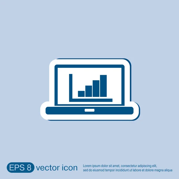 Laptop com diagrama de símbolo — Vetor de Stock