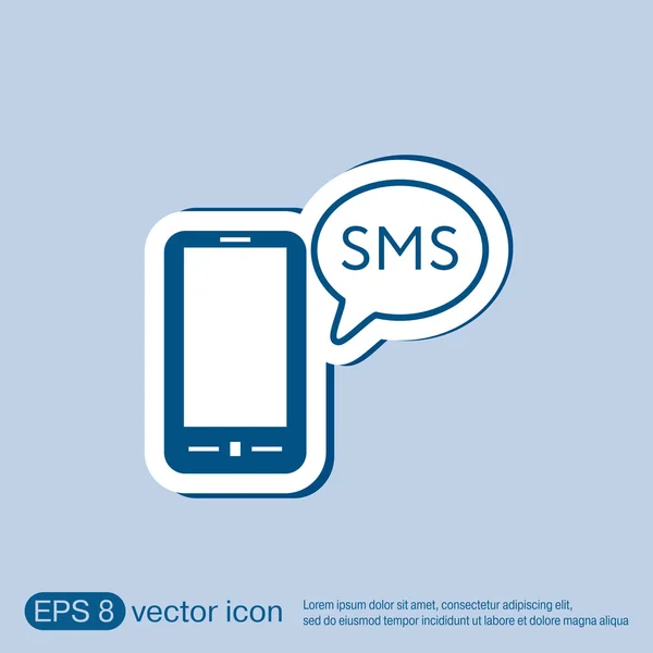 Smartphone mit SMS-Dialogwolke. — Stockvektor