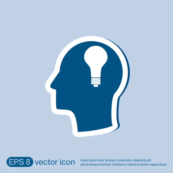 Man and his mind about  lightbulb. — Stock Vector