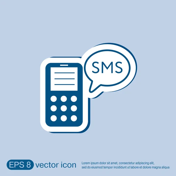 Smartphone mit SMS-Dialogwolke. — Stockvektor