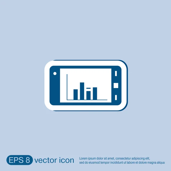 Smartphone s ikonou diagramu — Stockový vektor