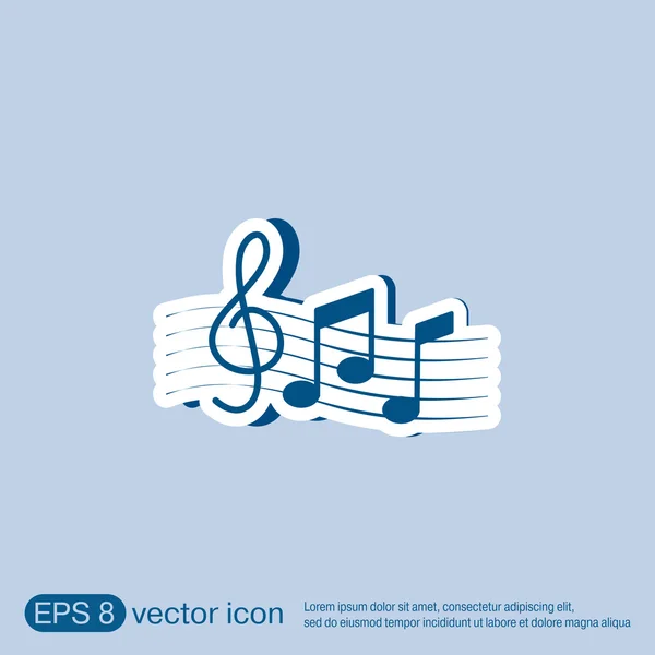 Notas musicales y clave de agudos . — Vector de stock