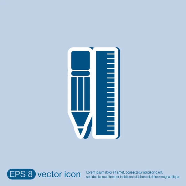 Régua e lápis. geometria dos caracteres . — Vetor de Stock