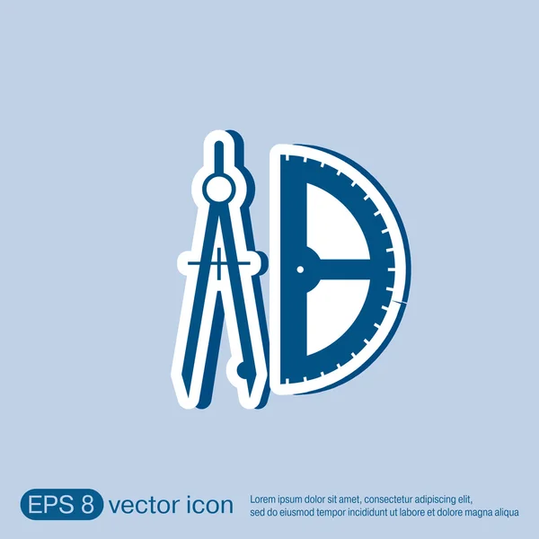 コンパスと分度器。教育記号. — ストックベクタ