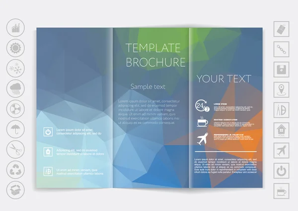 三つ折りパンフレット デザイン モックアップ — ストックベクタ