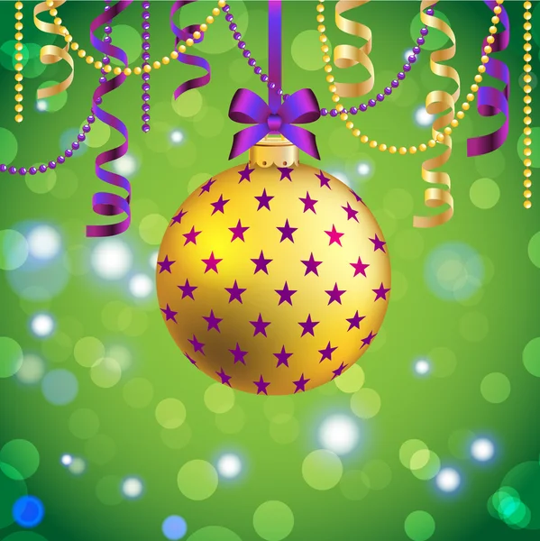 Yeni yıl tebrik kartı. Noel top şerit ve yayla. — Stok Vektör