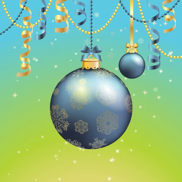 Nyår Gratulationskort. Christmas Ball med båge och band. — Stock vektor