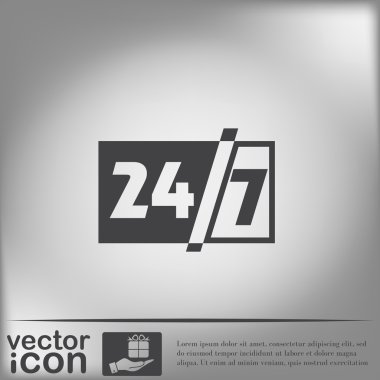 24 Saat 7 gün bir hafta simgesi