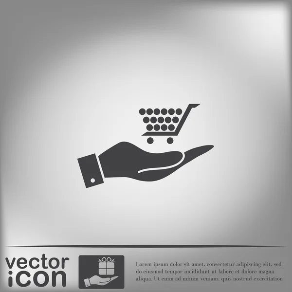 Mão segurando carrinho de compras — Vetor de Stock