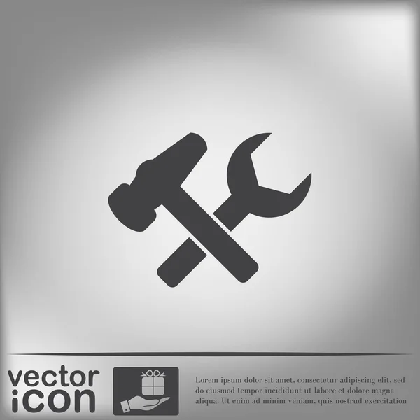 Martillo y símbolo de llave inglesa — Vector de stock