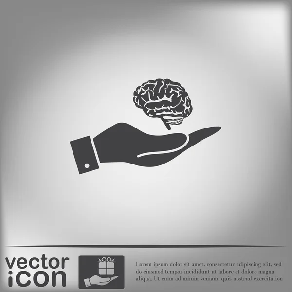 Hand holding brain — Stock Vector