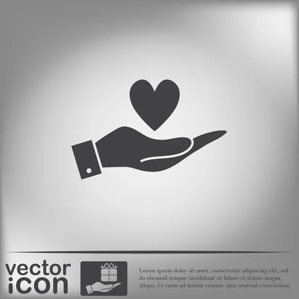 Mão segurando símbolo coração — Vetor de Stock