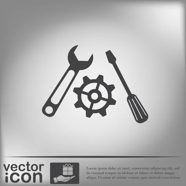 Screwdriver, cogwheel and wrench icon — Stock Vector