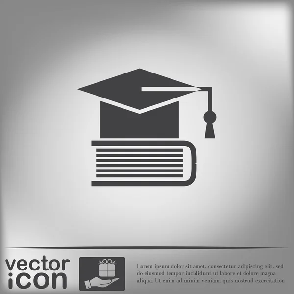 Afgestudeerde hoed op boekpictogram — Stockvector